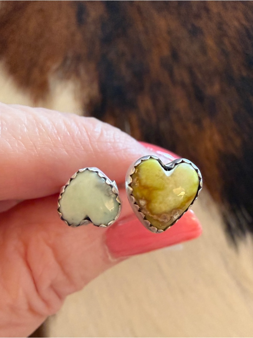 ❤️ Paloma & Palomino Variscite Heart Floater Matte Sterling Adjustable Ring 6.5+